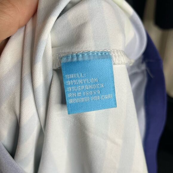 J. McLaughlin Blue White Green Striped Tiered Dress Size XS - Picture 4 of 4